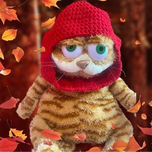 crochet red apple balaclava (garfield not for sale)